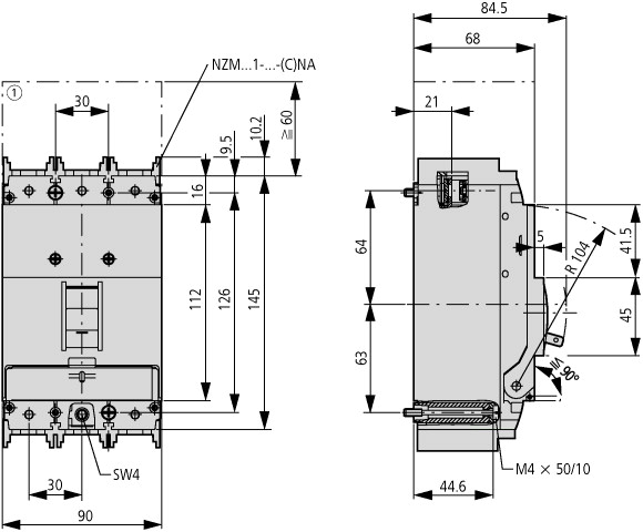 259142 Выключатель-разъединитель, 125А, 3 полюса, 2 позиции (PN1-125)