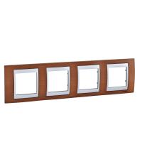 Schneider Electric MGU66.008.0M2 UNICA TOP РАМКА 4-постовая, горизонтальная, АЛЮМИНИЙ/ВИШНЯ