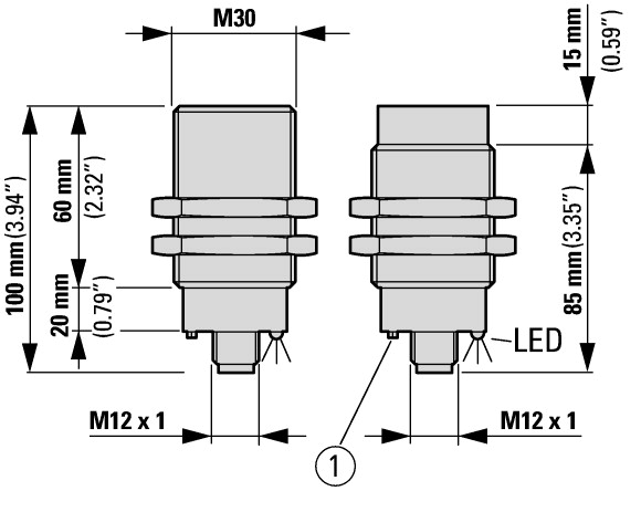 134780 Емкостной датчик, DC, цилиндрический 30, пластик, M12 (E53KAL30T111SD)