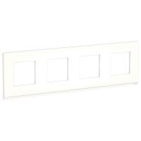 Schneider Electric NU600889 UNICA PURE рамка 4-постовая, горизонтальная, МАТОВОЕ СТЕКЛО/белый
