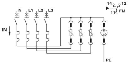 Phoenix contact 2882750 VAL-CP-MCB-3S-350/40/FM Разрядник для защиты от импульсных перенапряжений, тип 2
