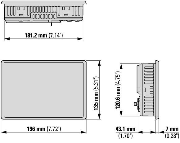 179647 Панель управления, 24 В пост. тока, PCT-дисплей 7", 1024x600 пикселей, 1xEthernet, 1xRS232, 1xRS485, 1xCAN, 1 слот для карты SD, Функция ПЛК устанавливается пользователем (XV-303-70-B00-A00-1B)