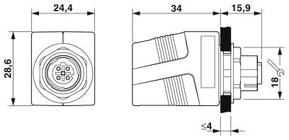 Phoenix contact 1404549 VS-BH-M12FSX-10G-RJ45/180 Проходной компонент для электротехнического шкафа