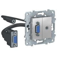 Schneider Electric NU593230 UNICA NEW розетка HD15+Minijack, алюминий