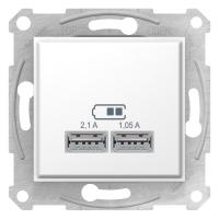 Schneider Electric SDN2710221 SEDNA, USB МЕХАНИЗМ зарядного устройства 2,1А (2x1,05А), БЕЛЫЙ