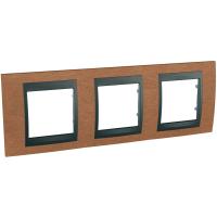 Schneider Electric MGU66.006.2M2 UNICA TOP РАМКА 3-постовая, горизонтальная, ГРАФИТ/ВИШНЯ