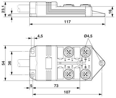 Phoenix contact 1452398 SACB-4/ 4- 5,0PUR SCO P Коробка датчика и исполнительного элемента