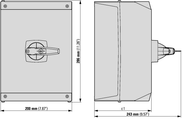 172859 Силовые разъединители, 3-полюсн., 125 A, с серой поворотной ручкой, cylinder lock, Монтаж на поверхность, in CI-K5 enclosure (DMM-125/3/I5/C-G)
