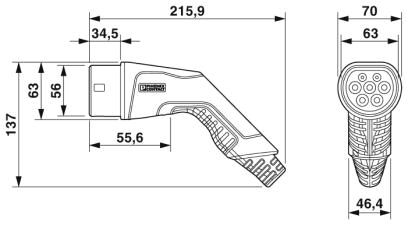 Phoenix contact 1627354 EV-T2G3C-1AC20A-5,0M2,5ESBK01 Зарядный кабель AC
