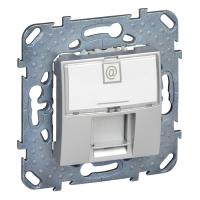 Schneider Electric MGU5.425.30ZD UNICA TOP РОЗЕТКА компьют., RJ45, одиноч., кат. 6, с полем для надп., АЛЮМИНИЙ