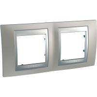 Schneider Electric MGU66.004.039 UNICA TOP РАМКА 2-постовая, горизонтальная, АЛЮМИНИЙ/НИКЕЛЬ