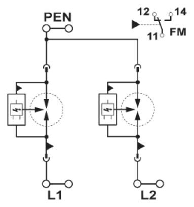 Phoenix contact 2905416 FLT-SEC-P-T1-2C-350/25-FM Комбинированный разрядник типа 1/2