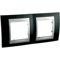Schneider Electric MGU66.004.093 UNICA TOP РАМКА 2-постовая, горизонтальная, АЛЮМИНИЙ/РОДИЙ
