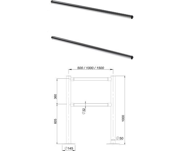 Oxgard Поручень ограждения двойной 1440мм (ВЗР 1996.05-03)