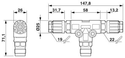 Phoenix contact 1414711 QPD T 2PE1,5 2X4-9 BK Т-распределитель