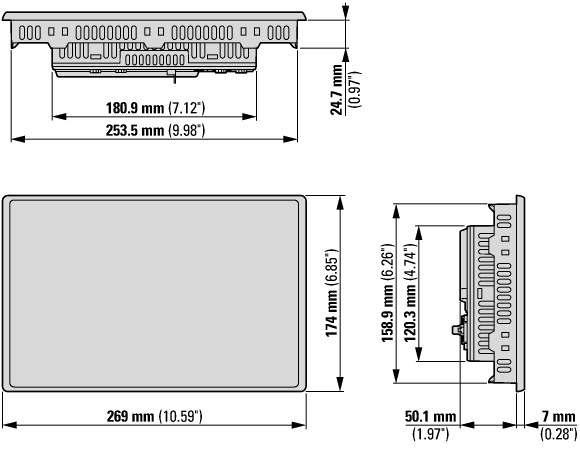 179660 Панель управления, 24 В пост. тока, PCT-дисплей 10", 1024x600 пикселей, 2xEthernet, 1xRS232, 1xRS485, 1xCAN, 1 слот для карты SD, Функция ПЛК устанавливается пользователем (XV-303-10-C00-A00-1B)