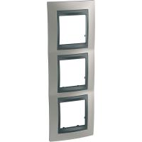 Schneider Electric MGU66.006.239 UNICA TOP РАМКА 3-постовая, горизонтальная, ГРАФИТ/НИКЕЛЬ
