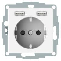 Schneider Electric MTN2366-0319 MERTEN SM Розетка Schuko с 2 USB c зарядным устройством 2,4 A белый