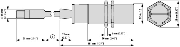 135697 Оптический датчик, DC, 30мм, метал, M12 (E58-30TS250-HAP)