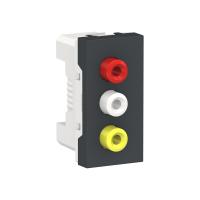 Schneider Electric NU343154 UNICA MODULAR розетка 3 RCA, 2 модуля, антрацит