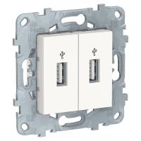 Schneider Electric NU542718 UNICA NEW USB-КОННЕКТОР, 2-местный, белый