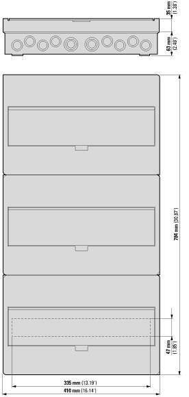 280351 EATON/MOELLER BC-O-3/54-ECO Компактный щит навесного исполнения, 3ряда, 54 модуля, прозрачная дверь, пластик (арт.280351)