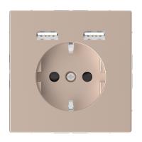 Schneider Electric MTN2366-6051 MERTEN SDL Розетка Schuko с 2 USB c зарядным устройством 2,4 A шампань
