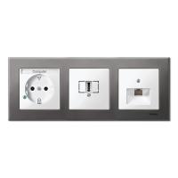 Schneider Electric MTN403314 MERTEN M-Elegance РАМКА металлическая 3 поста, СЕРЫЙ РОДИЙ, SM