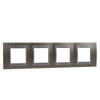 Schneider Electric MGU66.008.096 UNICA TOP РАМКА 4-постовая, горизонтальная, АЛЮМИНИЙ/ОНИКС