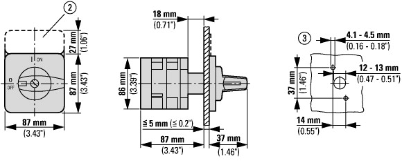 96466 Переключатель, контакты: 6, 100 A, Передняя панель: 1-0-2, 60 °, с фиксацией, Монтаж (T5-3-8212/E)