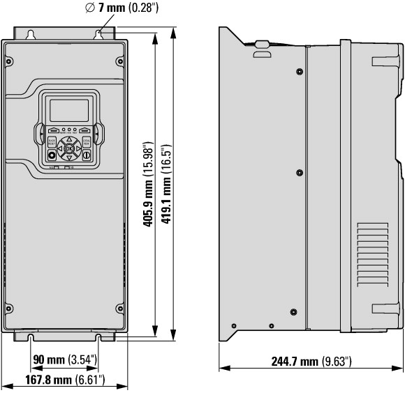 9701-2004-00P Преобразователь частоты DG1 3~/3~230В 17,5A 3,7кВт, IP21, фильтр ЭМС (DG1-32017FB-C21C)