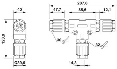 Phoenix contact 1411414 QPD T 4PE6,0 3X9-14 BK Т-распределитель