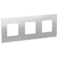 Schneider Electric NU600680 UNICA PURE рамка 3-поста, горизонтальная, алюминий МАТОВЫЙ/белый