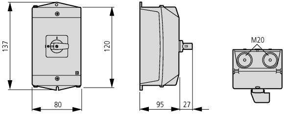 207136 Переключатель, контакты: 8, 20 A, Передняя панель: 1-0-2, 60 °, с фиксацией, Монтаж на поверхность (T0-4-8213/I1)
