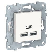 Schneider Electric NU541818 UNICA NEW розетка USB, 2-местная, 5 В / 2100 мА, белый