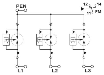 Phoenix contact 2907390 FLT-SEC-P-T1-3C-264/50-FM Комбинированный разрядник типа 1/2