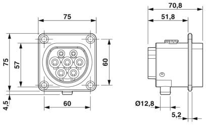 Phoenix contact 1408170 EV-GBM3S-3AC32A-0,7M6,0E00 Сетевая зарядная розетка