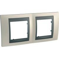 Schneider Electric MGU66.004.295 UNICA TOP РАМКА 2-постовая, горизонтальная, ГРАФИТ/ОПАЛ