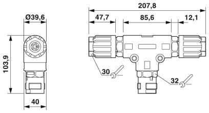 Phoenix contact 1411416 QPD T 4PE6,0 2X9-14 BK Т-распределитель