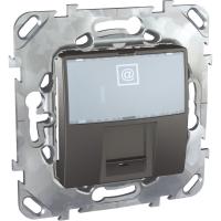 Schneider Electric MGU5.425.12ZD UNICA TOP РОЗЕТКА компьют., RJ45, одиноч., кат. 6, с полем для надп., ГРАФИТ