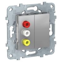 Schneider Electric NU543130 UNICA NEW розетка 3 RCA, алюминий