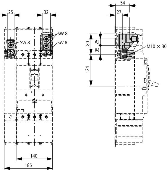 271459 Туннельный Зажим+ крышка, 3П, NZM3 (NZM3-XKA1)