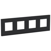 Schneider Electric NU600882 UNICA PURE рамка 4-поста, горизонтальная, КАУЧУК/антрацит
