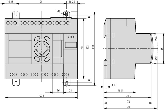 106403 Компактный контроллер , 24VDC , 12DI (из которых 4 AI ) , 8 DO (T) 1AO , Ethernet , CAN, дисплей (EC4P-222-MTAD1)