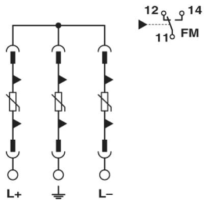 Phoenix contact 2801164 VAL-MS-T1/T2 600DC-PV/2+V-FM Молниеотвод / разрядник для защиты от импульсных перенапряжений типа 1/2