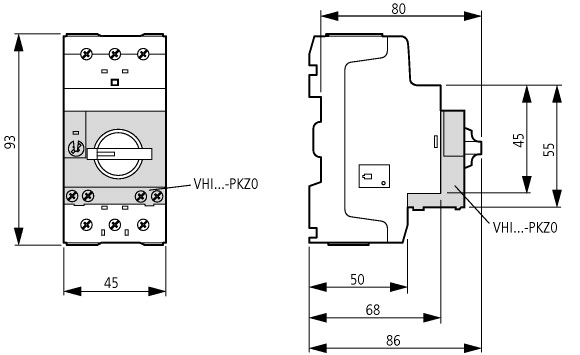 229834 Автоматический выключатель защиты двигателя 2,5А, 3 полюса, откл.способность 150кА, диапазон уставки 10...16А, пружинные Зажимы (PKZM0-2,5-SC)