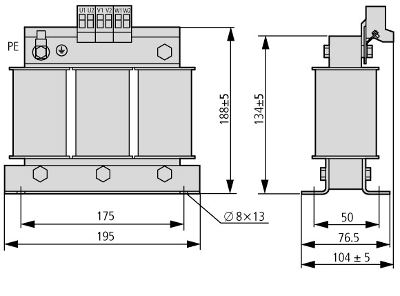269505 Сетевой дроссель, 3p, 40A, 0.64 мГн, 550 В, 50/60 Гц (DX-LN3-040)