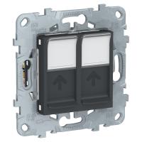Schneider Electric NU542454 UNICA NEW розетка компьютерная, RJ45, двойная, кат. 6 UTP, антрацит