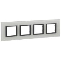 Schneider Electric MGU68.008.7C2 UNICA CLASS РАМКА 4-постовая, БЕЛОЕ СТЕКЛО