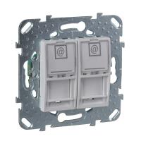Schneider Electric MGU5.2020.18ZD UNICA РОЗЕТКА компьютерная, RJ45, двойная, с полем для надписи, кат. 5е, БЕЛЫЙ